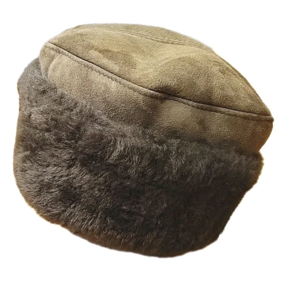 Susan Bradford Brown Suede Cossack Hat Fur Lined Winter Snow Cap Vermont USA O/S